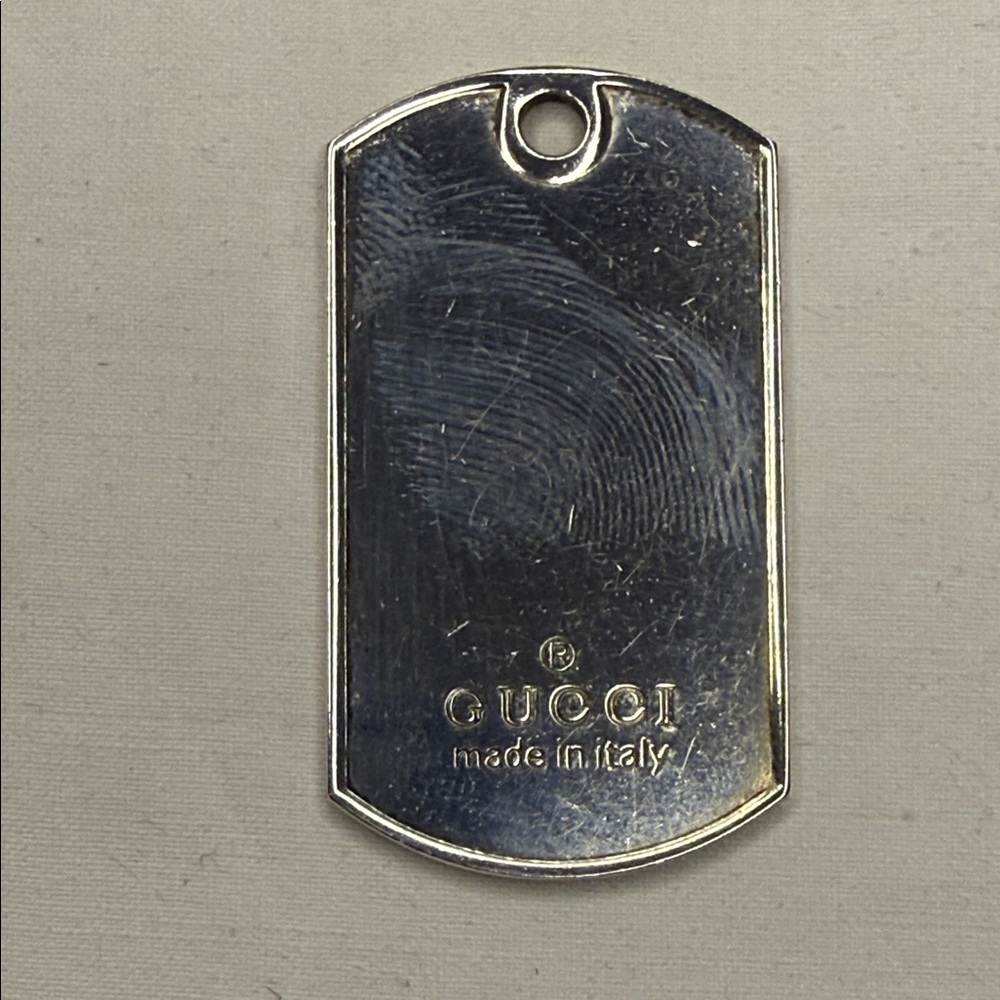 Gucci Sterling Silver Dog Tag Pendant Made in Italy EUC